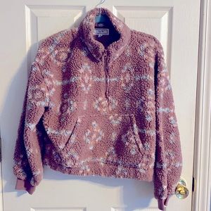 Purple floral turtle neck sweater size M.
